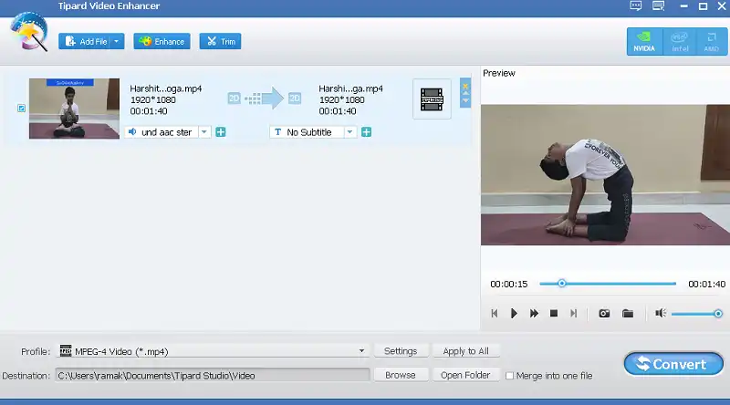 Tipard Video Enhancer UI